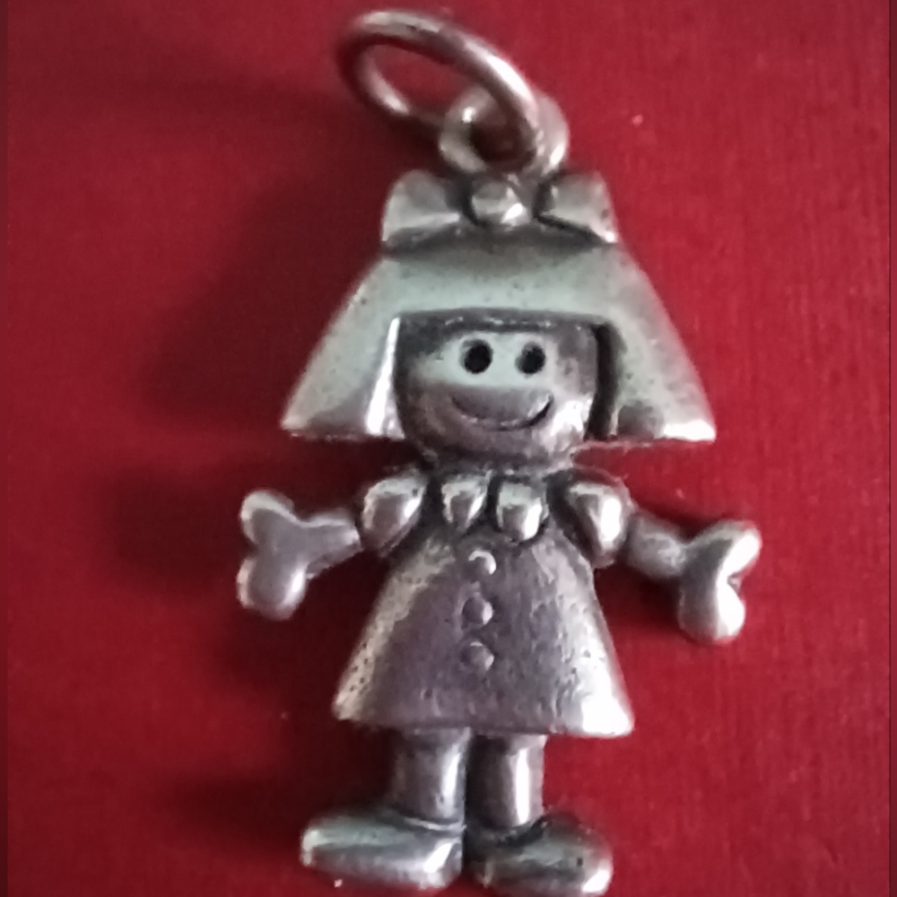 EUC Vintage Lucy Ann 925 Sterling Silver Girl Charm